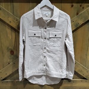 Level 99 Ivory Cream Casual Jacket Shacket Pockets Anthropologie EUC